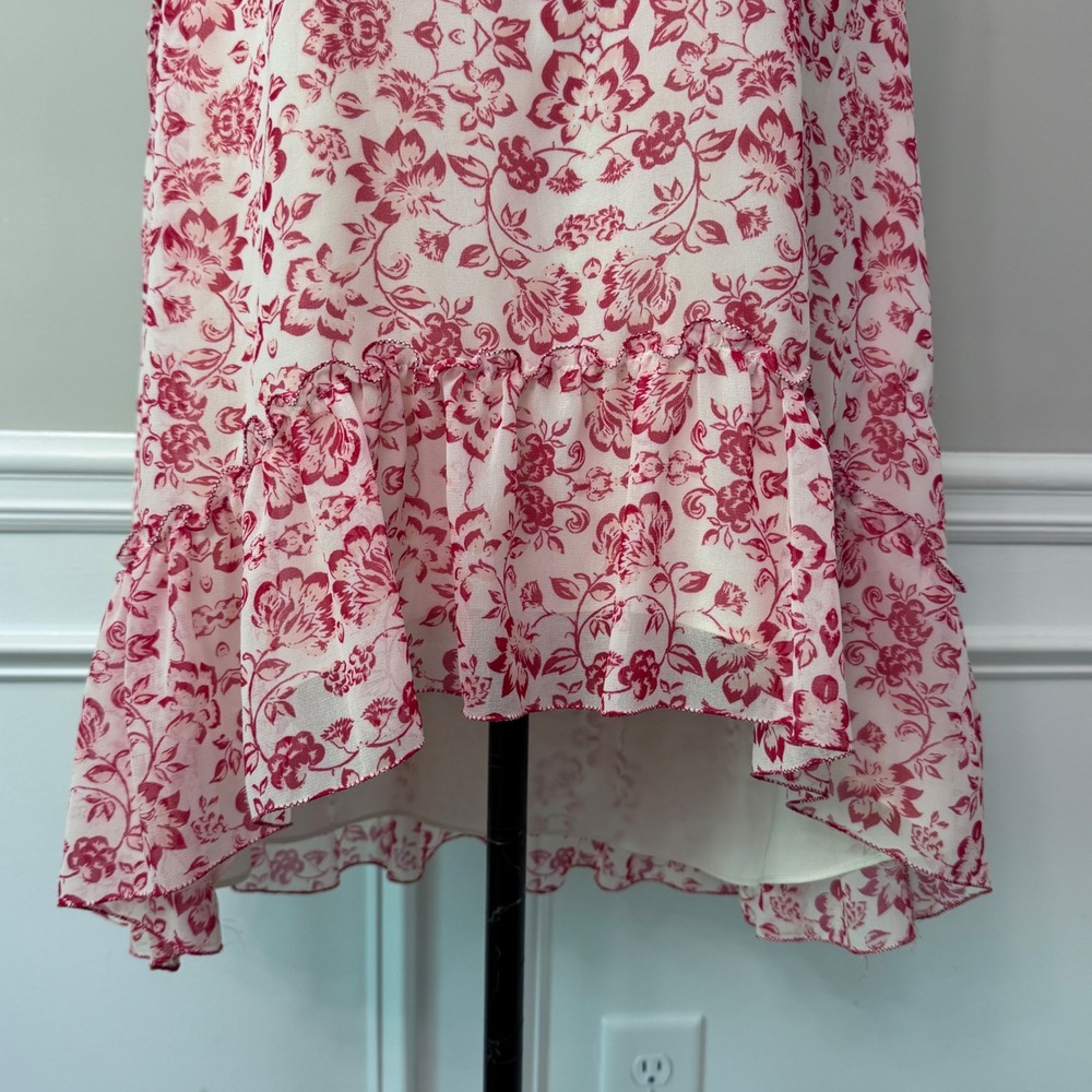 Sophie Max Floral Cottagecore Toile Ruffle Neck Sleeveless Blouse Top XL - Picture 3 of 10